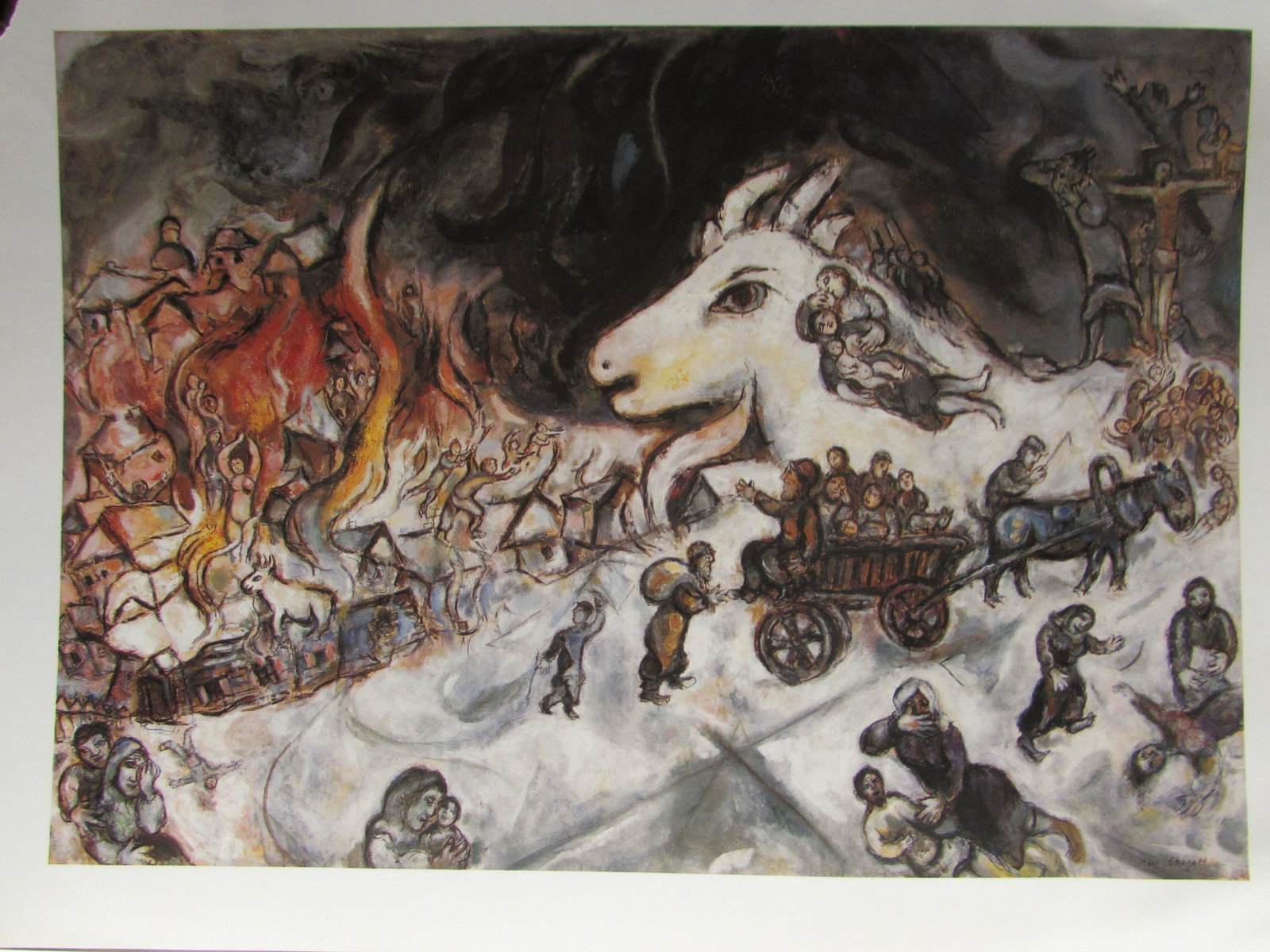 Signed Lithograph - Marc Chagall H135: Signed March Chagall lithograph. Marc Zakharovich Chagall was a Russian-French artist of Belarusian Jewish origin. An early modernist, he was associated with several major artistic styles and created 