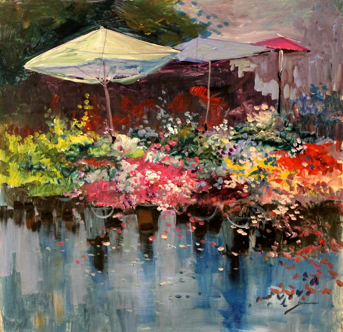 Michael Schofield - Original Painting On Board 10: Original painting on board by Michael Schofield, approx. 24x24 in. Schofield was born in Florida 1947, but his family moved to California that same year. He began to paint and study watercolor in high