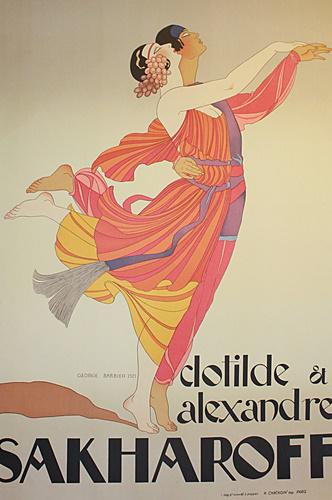 George Barbier, Clotilde et Alexandre Sakharoff, 1921: • Title: George Barbier, Clotilde et Alexandre Sakharoff, 1921 • Dimensions: Approx 47x30" In. • Medium: Lithograph "After" in our opinion a copy or after cast of work by the artist