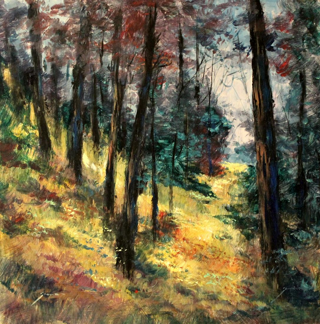 Michael Schofield - Original Painting On Board 21: Original painting on board by Michael Schofield, approx. 24x24 in. Schofield was born in Florida 1947, but his family moved to California that same year. He began to paint and study watercolor in high