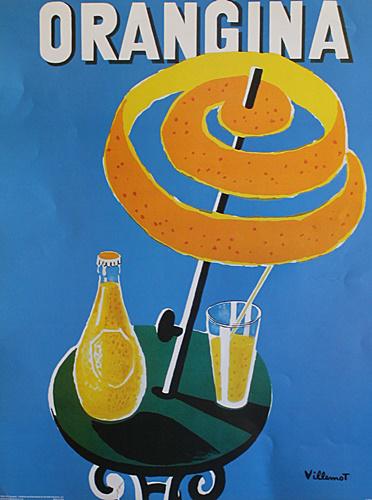 Orangina by Bernard Villemot: • Artist: Bernard Villemot • Title: Orangina • Dimensions: Approx 20x16 inches • Medium: Lithograph Print "After" in our opinion a copy or after cast of work by the artist