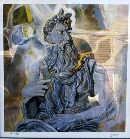 After Michelangelo's 'Moses' - Salvador Dali -: lithograph in the manner of salvador dali. Salvador Dalí, was a prominent Spanish surrealist artist of Catalan ethnicity born in Figueres, Catalonia, Spain.