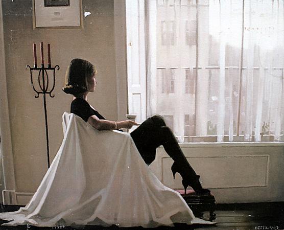 In Thoughts Of You - Jack Vettriano - Canvas: Canvas by Jack Vettriano. Born in Fife, Scotland in 1951, Jack Vettriano left school at sixteen to become a mining engineer. For his twenty-first birthday, a girlfriend gave him a set of watercolour p