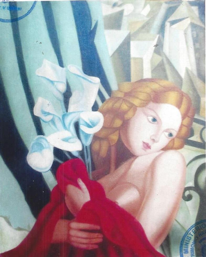 Portrait De Madame - Tamara De Lempicka - Canvas In The: Canvas in the style of Tamara De Lempicka. Tamara ?empicka was a Polish painter who spent her working life in France and the United States. She is best known for her polished Art Deco portraits of ari