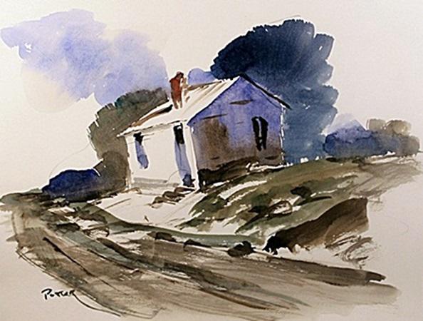 In the style of Ken Potter Watercolor on Paper: In the style of Ken Potter Watercolor on Paper . Comes unframed; framing available at an additional cost, . Approx. Paper size: 12"x16"