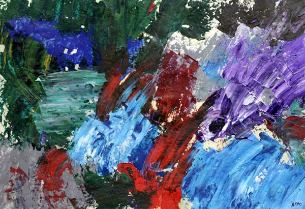 Oil On Paper - in the style of Afro: Oil on paper in the style of Afro, approx. 19x13 in. Afro Libio Basaldella was an Italian painters in the post-war period, working together with Alberto Burri and Lucio Fontana, and beginning as a mem