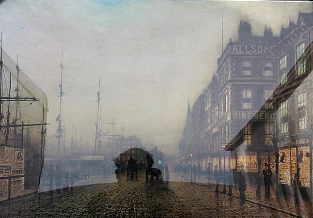 Liverpool Quay by Moonlight - Atkinson Grimshaw -: Lithograph by Atkinson Grimshaw. John Atkinson Grimshaw was an English Victorian-era artist known for his breathtaking city night-scenes and landscapes. He is considered one of the most renowned paint