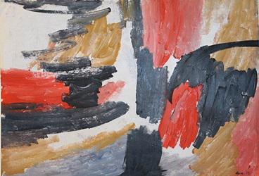 In the Style of Afro - Oil On Paper: Oil on paper in the style of Afro, approx. 20x14 in. Afro Libio Basaldella was an Italian painters in the post-war period, working together with Alberto Burri and Lucio Fontana, and beginning as a mem