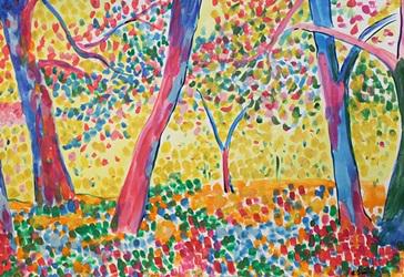 The Jungle - in the style of Andre Derain - Watercolor: Watercolor on paper in the style of Andre Derain, approx. 14x20 in. André Derain was a French artist, painter, sculptor and co-founder of Fauvism with Henri Matisse.