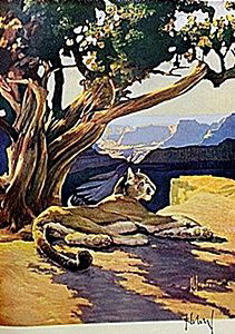 LITHOGRAPH "THE MOUNTAIN LION" BY ARTIST FRANCIS LEE: LITHOGRAPH IN THE MANNER OF FRANCIS LEE JAQUES BEARING THE SIGNATURE, TITLED "THE MOUNTAIN LION" COMES WITH CERTIFICATE OF AUTHENTICITY, FRAMING AVAILABLE AT AN ADDITIONAL COST.