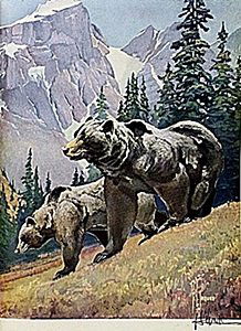LITHOGRAPH "THE GRIZZLY BEAR" BY ARTIST FRANCIS LEE: LITHOGRAPH IN THE MANNER OF FRANCIS LEE JAQUES BEARING THE SIGNATURE, TITLED "THE GRIZZLY BEAR" COMES WITH CERTIFICATE OF AUTHENTICITY, FRAMING AVAILABLE AT AN ADDITIONAL COST.