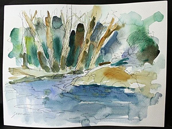 "Shallow" By Michael Schofield (124EF): Original, Ink/WaterColor Painting on Paper, Signed by the artist, Approximately 9 x 12 In.