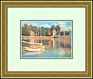 II PONT DARGENTEUIL BY CLAUDE MONET: LITHORGAPH, IMAGE SIZE: 7X5", FRAMED: 13 3/16X11 3/16"