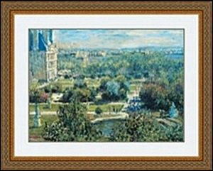 VIEW OF TUILERIES GARDENS BY CLAUDE MONET: LITHOGRAPH, IMAGE SIZE: 27X19 5/8", FRAMED: 37 9/16X 30 3/16"
