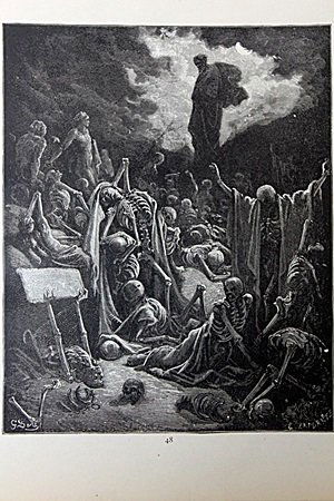 The Dore Bible Gallery "The Vision of Ezekiel": From The Dore Bible Gallery containing one hundred superb illustrations. By Gustave Dore born in the city of Strasburg, January 10, 1833.