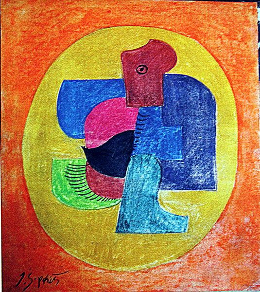 Jacques Lipchitz: Pastel on paper Jacques Lipchitz "Composition", circa 1918, private collection, unframed dimensions approximately 18x13. Jacques Lipchitz (22 August [O.S. 10 August] 1891[1] – 16 May 1973) was a Cub