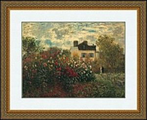 ARTISTS GARDEN IN ARGENTEUIL after CLAUDE MONET: LITHOGRAPH, IMAGE SIZE: 26X19", FRAMED: 37 9/16X 30 9/16"
