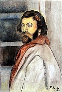 Self Portrait Pastel after Frederic Bazille: bears the signature and Dated, Pastel Drawing on Paper, Size Approx. 19 x 13 inches