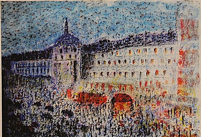 Paul Signac - Palace At Paris: Paul Signac "Palace At Paris" pastel on paper circa. 1905, private collection approx. 19x13in. Signac was a French Neo-Impressionist painter who, working with Georges Seurat, helped develop the Pointi