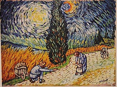 Vincent Van Gogh -Family In Wheat Field: After Vincent Van Gogh "Family In Wheat Field" oil on canvas circa. 1888, private collection approx. 16x12in. After Vincent Van Gogh is considered the greatest Dutch painter after Rembrandt, although 