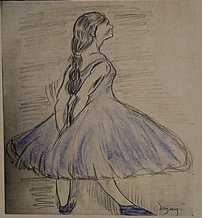 Edgar Degas - Dancer: Drawing on paper after Edgar Degasa "Dancer", circa 1890, private collection, unframed dimensions approximately 12x9. after Edgar Degasa was a French artist famous for his paintings, sculptures, print