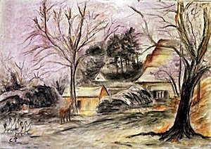 The Village In EragnyPastel On Paper - Camille Pissarro: Pastel Drawing on Paper, after the artist, bears the signature Lower Left Corner, Attributed to / In the Manner of Camille Pissaro, Size Measures 14" x 20" inches ;Good overall condition (some foxing)