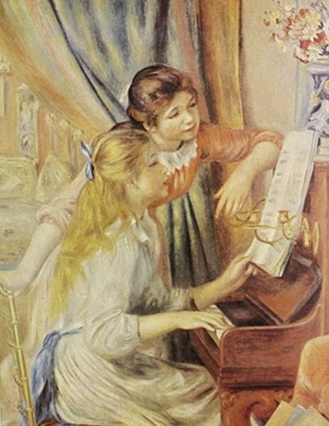 "Two Girls at the Piano" by Auguste Renior: Lithograph, Approximately 10 3/4 x 8 1/2 In.