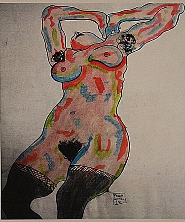 Egon Schiele - Portrait Of Gerti: Egon Schiele "Portrait Of Gerti" oil on paper circa. 1910, private collection approx. 17x13in. With his signature graphic style, embrace of figural distortion, and bold defiance of conventional norms 