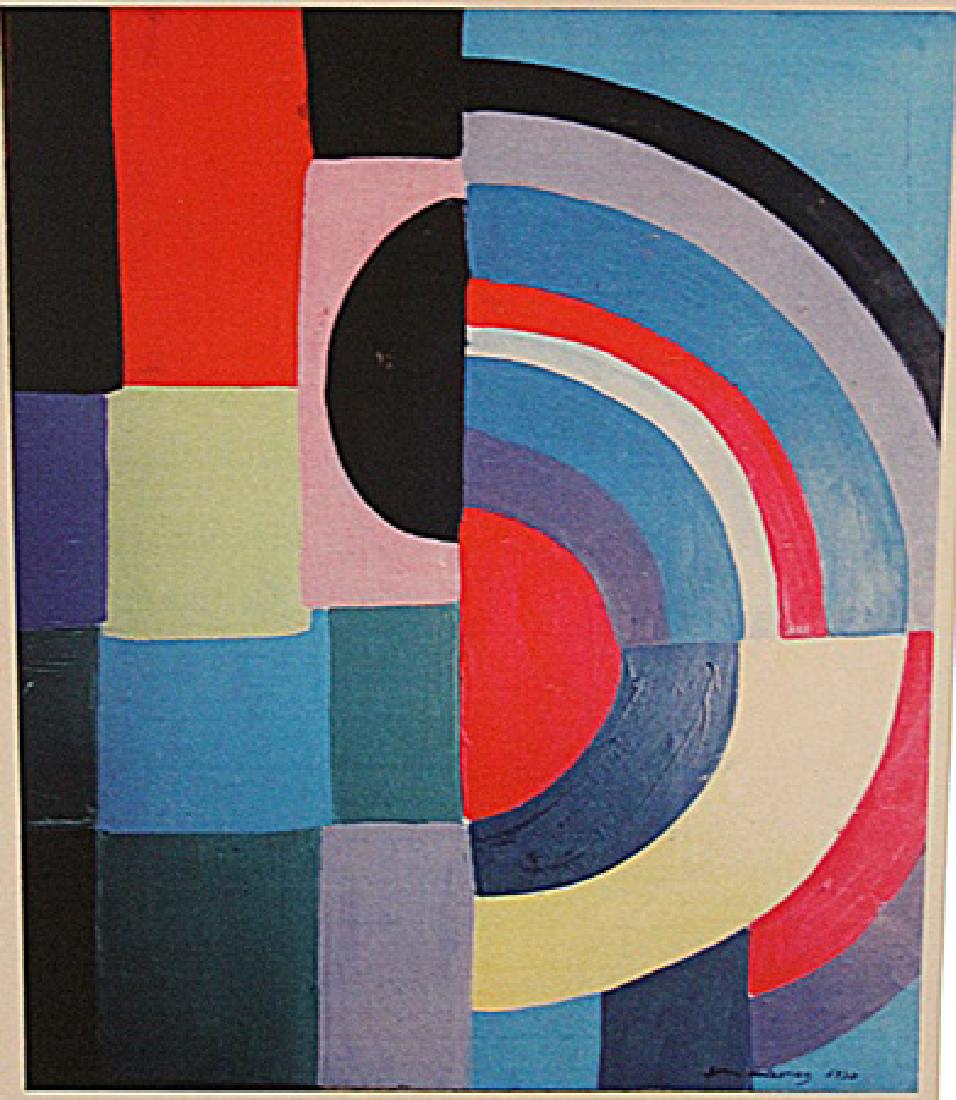 Sonia Delaunay - Discs: Oil on paper in the manner of Sonia Delaunay "Discs" circa 1930, private collection, dimensions are approximately 17x12. in the manner of Sonia Delaunay was a Ukrainian-born French artist, who spent m