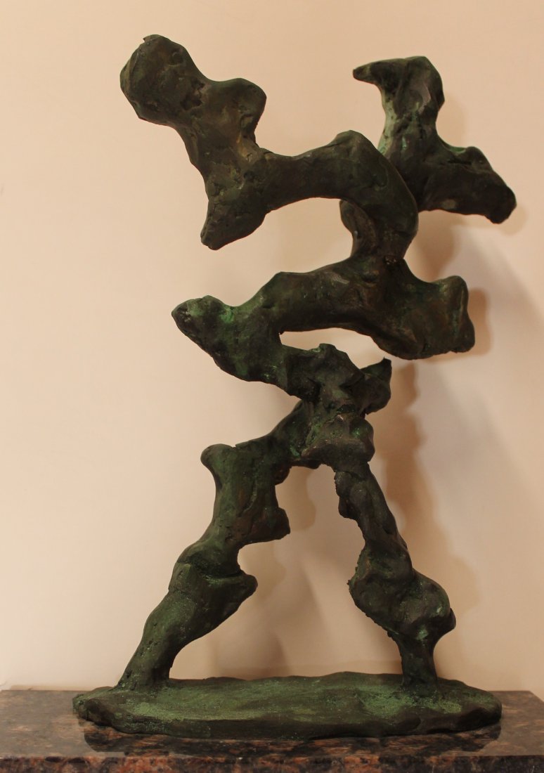 Patina Bronze Sculpt. - Jacques Lipchitz: Limited Edition, Signed , Bronze Sculpture W/ Marble Base, Size Approx. 14" x 4" x 11" in.