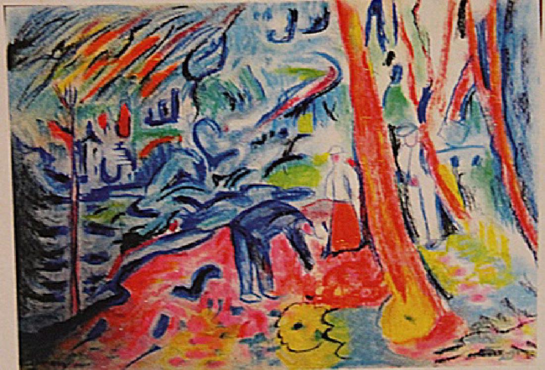 Andre Derain - The Turning Road L'Estaque: Pastel on paper in the manner of Andre Derain "The Turning Road L'Estaque" circa 1910, private collection, unframed dimensions approximately 20x14. André Derain was a French artist, painter, sculptor