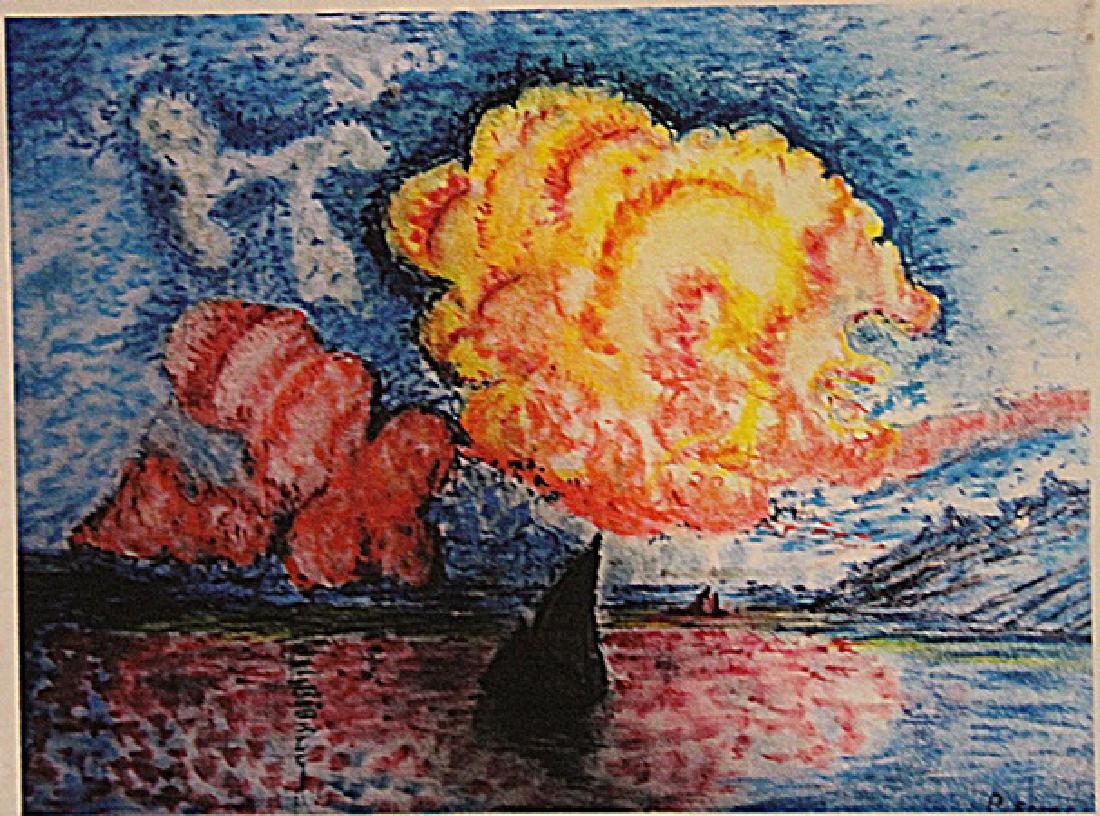 Paul Signac - Untitled: In the manner of Paul Signac "Untitled" pastel on paper circa. 1920, private collection approx. 19x14in. Signac was a French Neo-Impressionist painter who, working with Georges Seurat, helped develop