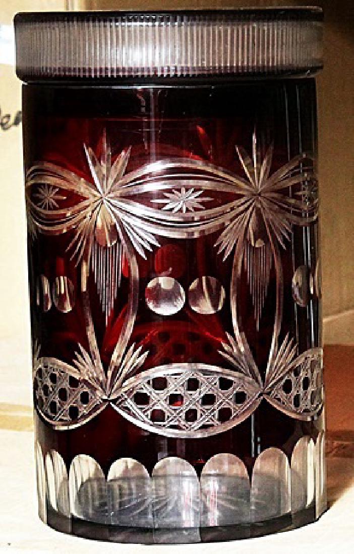 Fancy Red Turkey Crystal Cookie Jar: Small Turkey Crystal Glass Cookie Jar, Approximately 10" x 6" In.