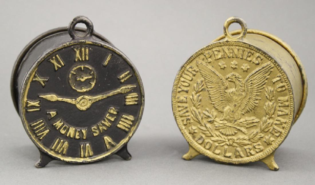 Money Saver Bank and Gold Dollar Bank: Arcade Mfg. Co. Freeport, Illinois - Circa 1910 Material: Cast Iron and Tin