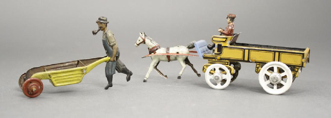 Horse Drawn Dray /Man with Wheelbarrow (1 of 1)