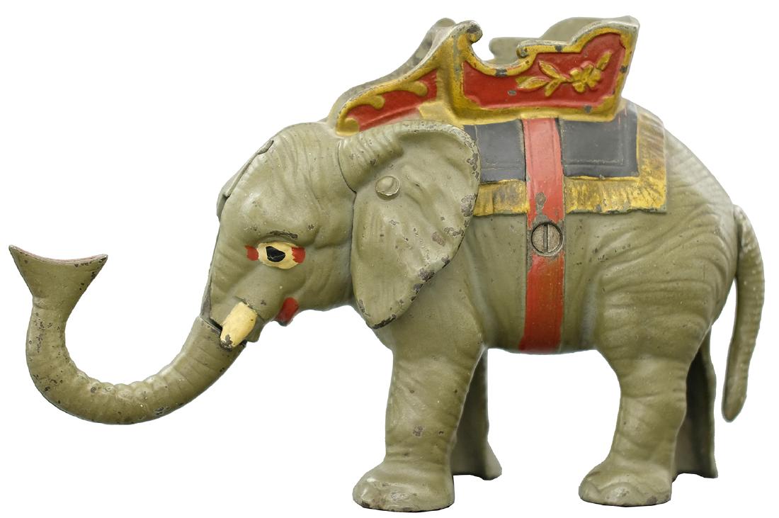 Trick Elephant with Howdah Finished in Gray, Red & Blue (1 of 1)