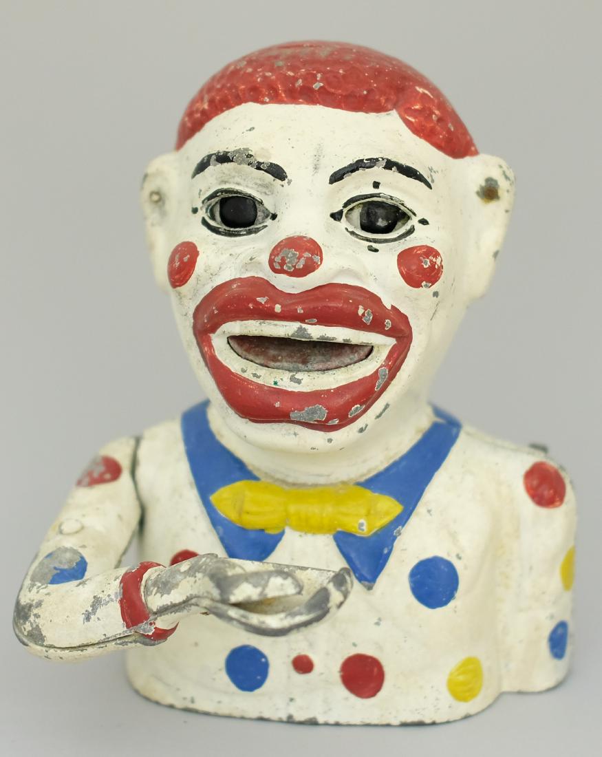 Jolly Clown: Mingo Foundry Co. Royersford, Pa. - Circa 1950 Mingo banks are quite scarce and always very colorful. Aluminum