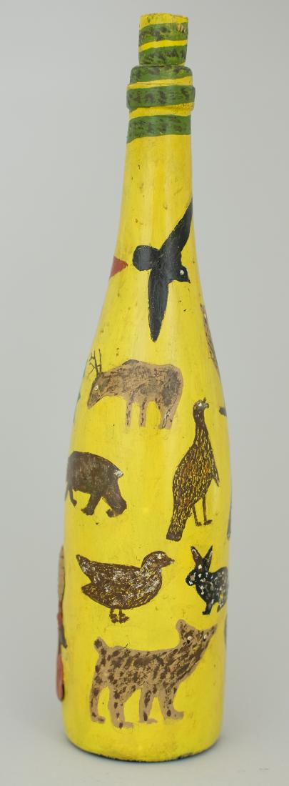 Whimsical Bottle: American - Circa 1920 - 13" H Painted Glass and Cork