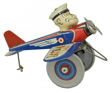 Popeye Eccentric Airplane: By the Louis Marx Company; New York, NY - Circa 1940’s.