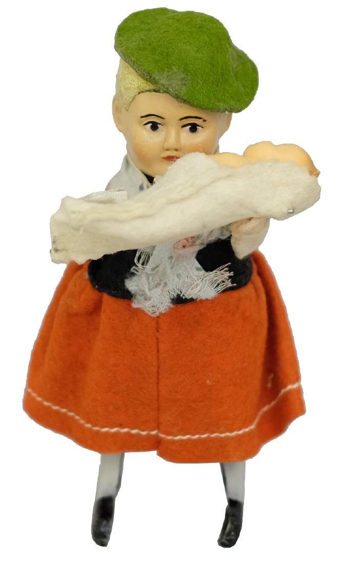 Tyrollean Mother & Baby: Made by Schuco Toys; Germany - Circa 1930’s.
