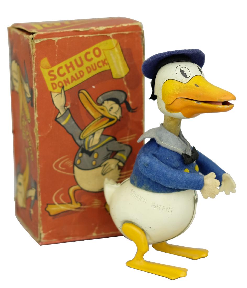Quacking Donald Duck: Made by Schuco Toys; Germany - Late 1930’s.