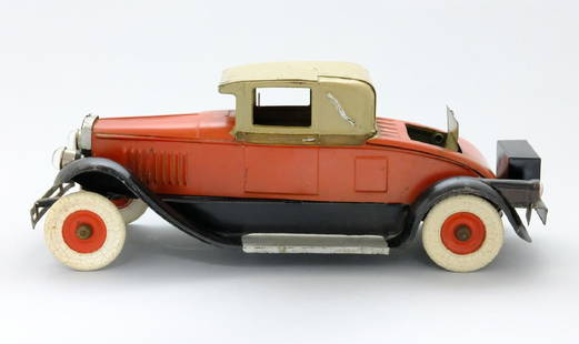Coupe with Music Box: Kingsbury Mfg. Co. Keene, NH - 1928 - 12.75†L This example with a music box that plays “My Wild Irish Roseâ€. Tin