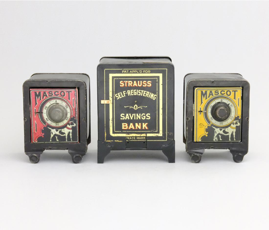 Three Tin Safe Banks (1 of 1)