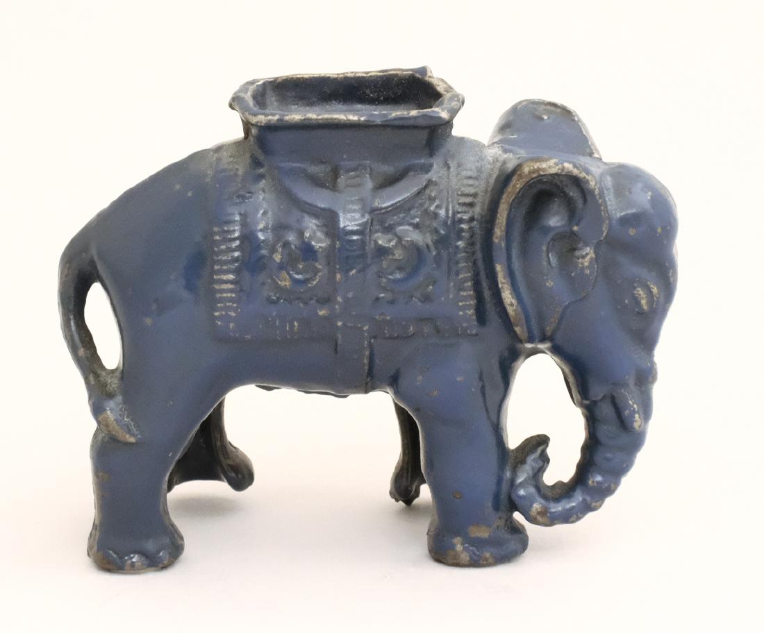 Elephant with Howdah - Tiny, Blue: A. C. Williams Ravenna, OH - 1920's Material: Cast Iron