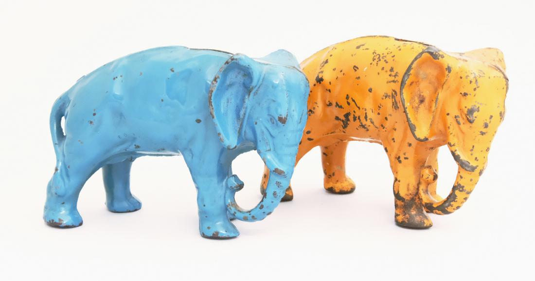 Elephants with Tucked Trunk: Arcade Mfg. Co. Freeport, IL - 1920's Material: Cast Iron