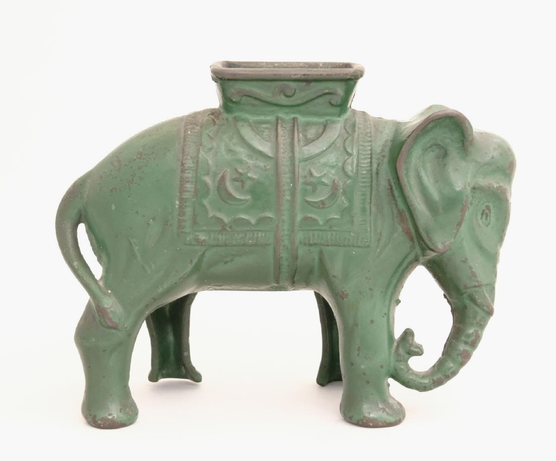 Elephant with Howdah - Large, Green: A. C. Williams Ravenna, OH - 1920's Material: Cast Iron