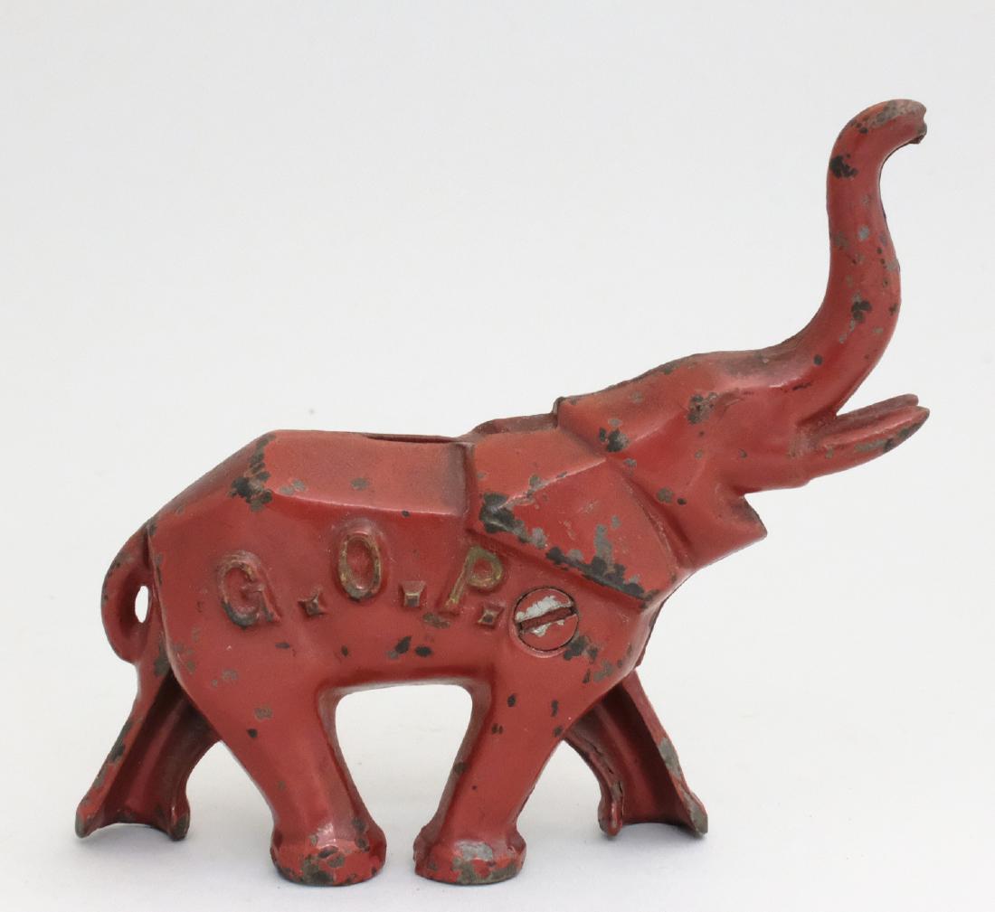 G. O. P. Elephant - Red: Kenton Hardware Kenton, OH - 1930 Material: Cast Iron