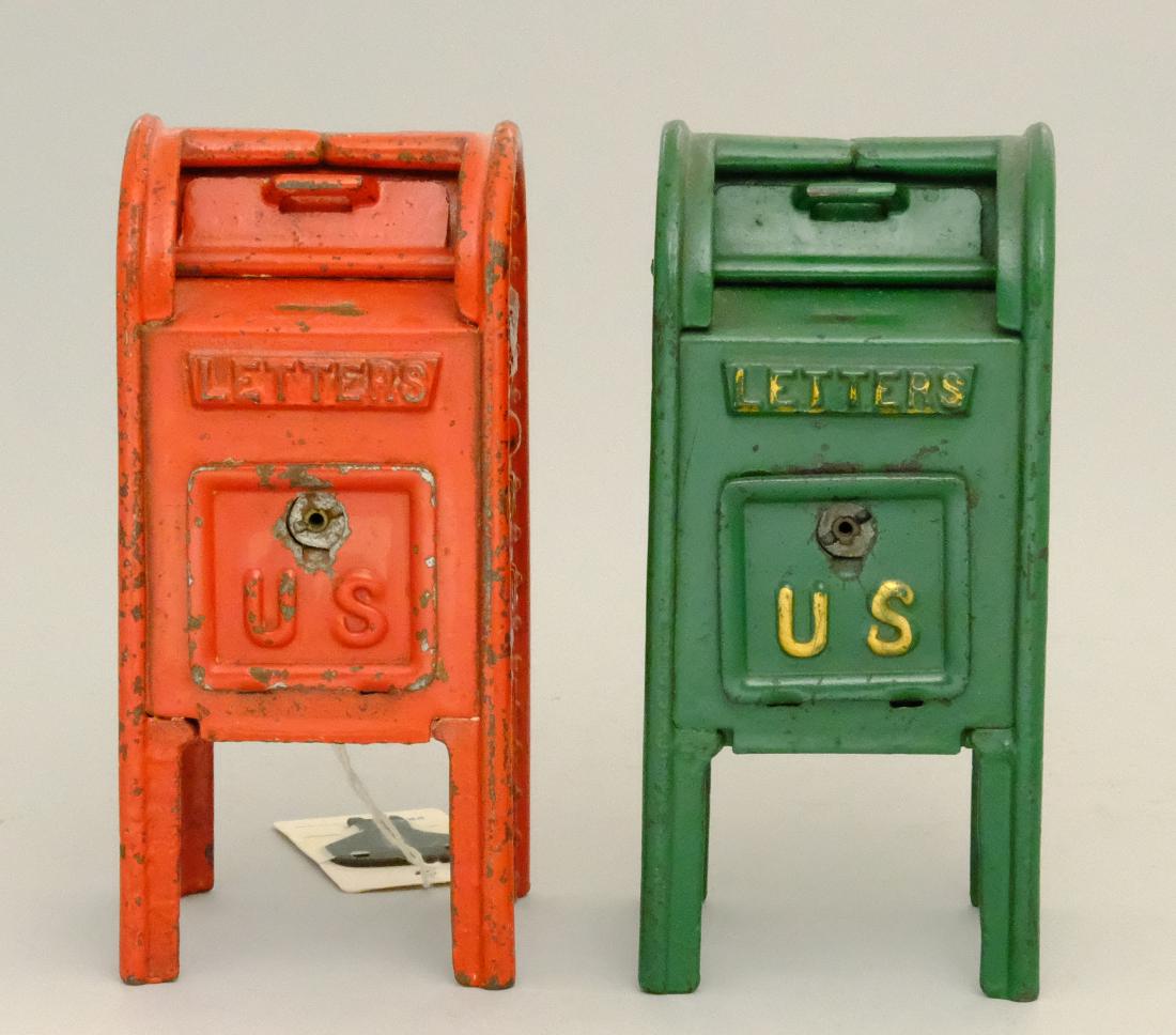 Standing Mailboxes - Large: Hubley Mfg. Co. Lancaster, PA - 1930 The red mail box is really hard to find. Material: Cast Iron