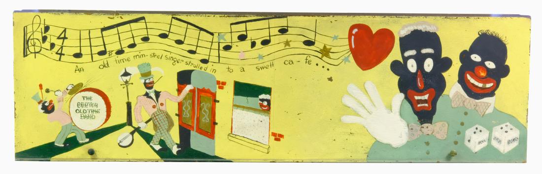 The Burton Old Time Band: American - 1930 - 56" W x 16" H Made out of the upper front panel of an upright piano! Material: Wood