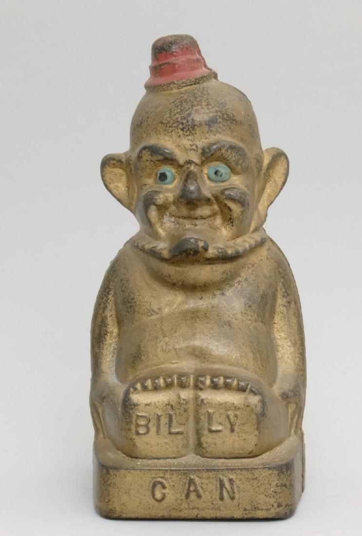 Billy Can: Ober Mfg. Co. Chagrin Falls, OH - 1905 A scarce bank. This is an excellent example. Material: Cast Iron